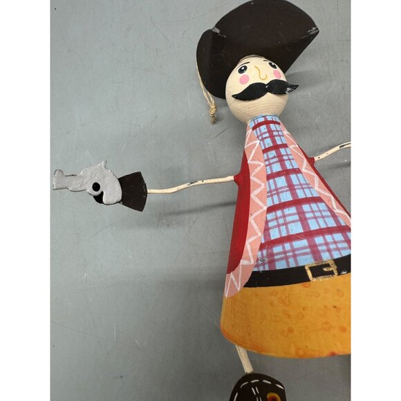 Cowboy & Snowman Metal Christmas Ornaments Hand-Painted Rustic Holiday Set Of 2 - Picture 2 of 9